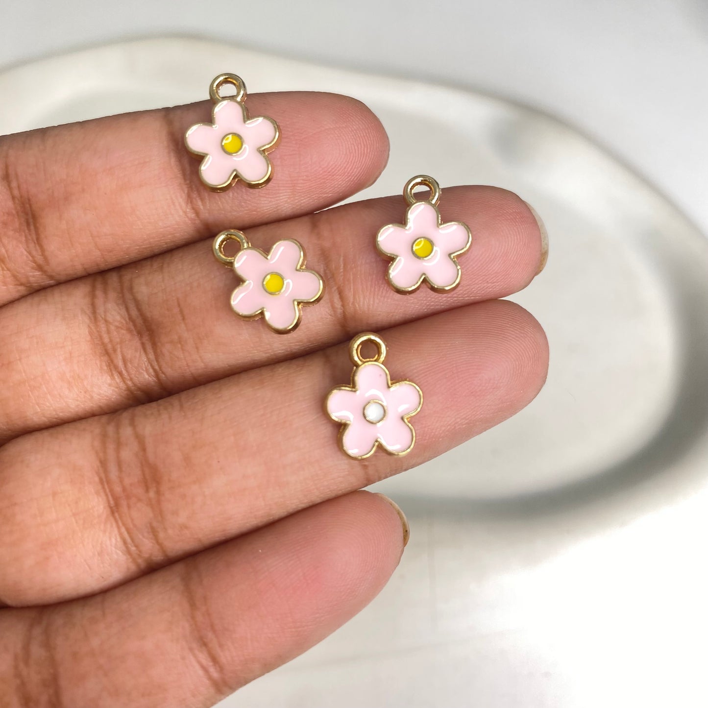 BBB 292 (f) Light Pink Flower enamel charm ( 1 pc ) High quality shine ( 12:10 mm )
