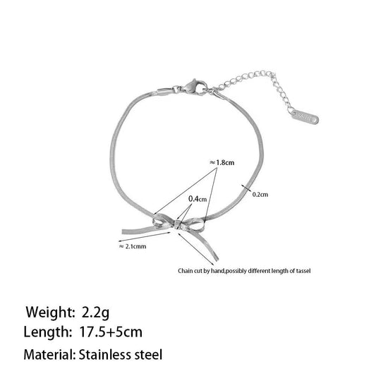 SJ 565 Snake chain bow silver bracelet - 18k Gold PVD plated stainless steel - Anti tarnis