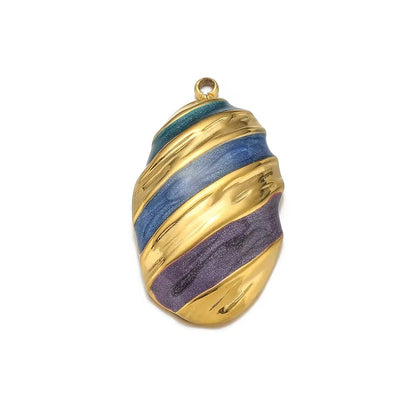 SS 2549 Vintage shiny striped charm 18k gold plated stainless steel ( 1 piece ) Anti tarnish