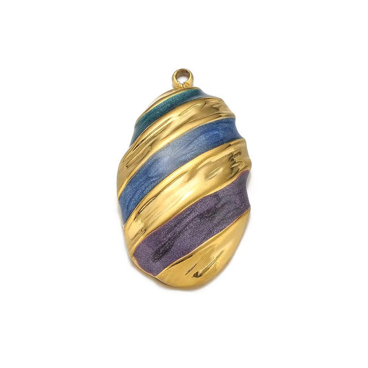SS 2549 Vintage shiny striped charm 18k gold plated stainless steel ( 1 piece ) Anti tarnish