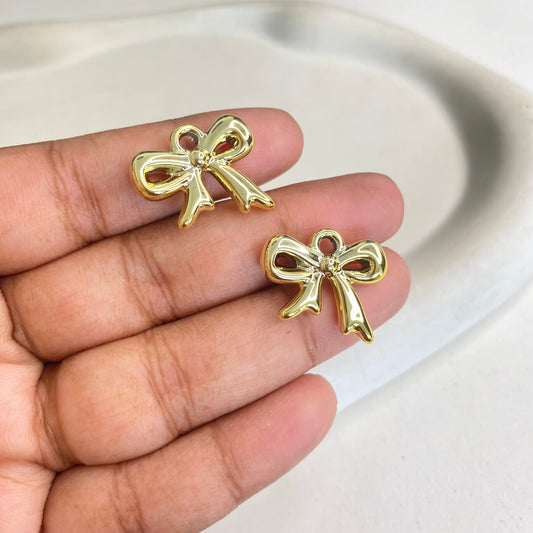 BBB 295 (a) Bow Gold Metal Plastic Charm ( 1 piece ) High Shine ( 20:18 mm )
