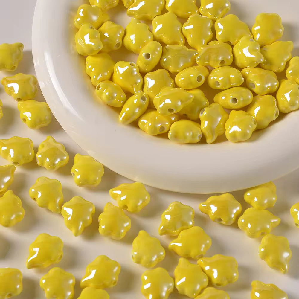 BBB 322 (e) Yellow Cloud Iridescent Ceramic Bead ( 1 pc ) Porcelian Ceramic ( 13:18 mm )