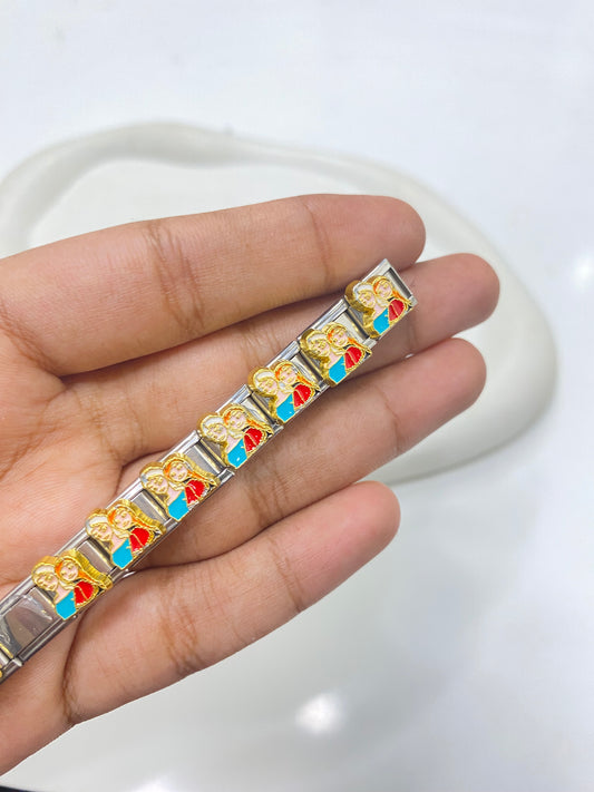 IC 33 Frozen Anna & Elsa Italian charm bracelet - stainless steel ( 1 pc ) Anti tarnish