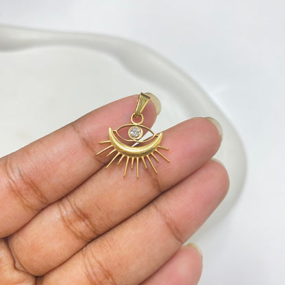 SC23P Evil eye sun Stainless steel charm ( 1 pc ) Anti tarnish