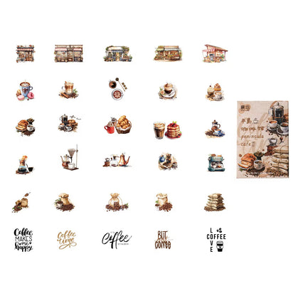 Peninsula Cafe Coffee Theme Waterproof UV Resistant sticker ( 1 pack - 30 piece )