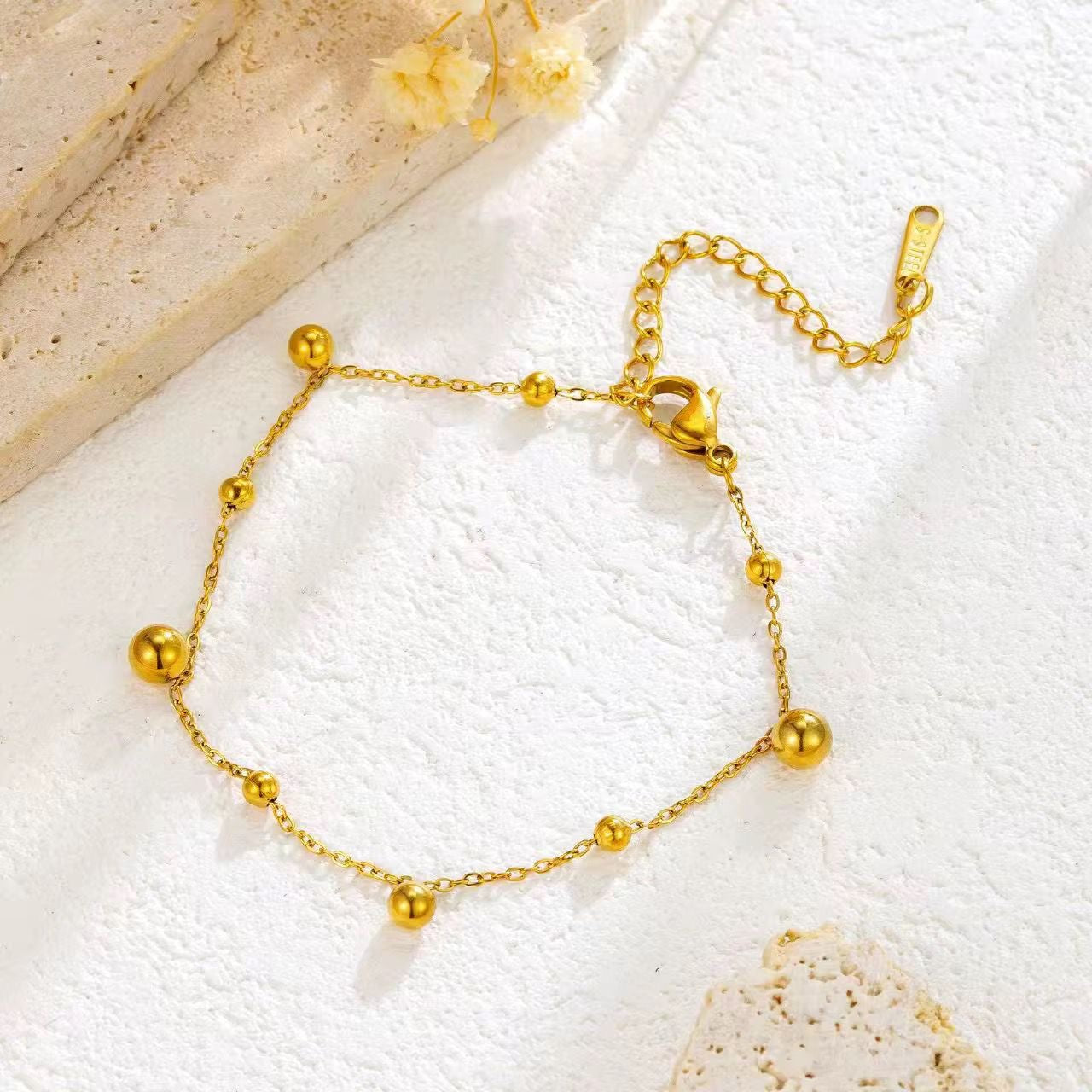 SJ 825 Ball Beaded Bracelet - 18k Gold PVD plated stainless steel - Anti tarnish