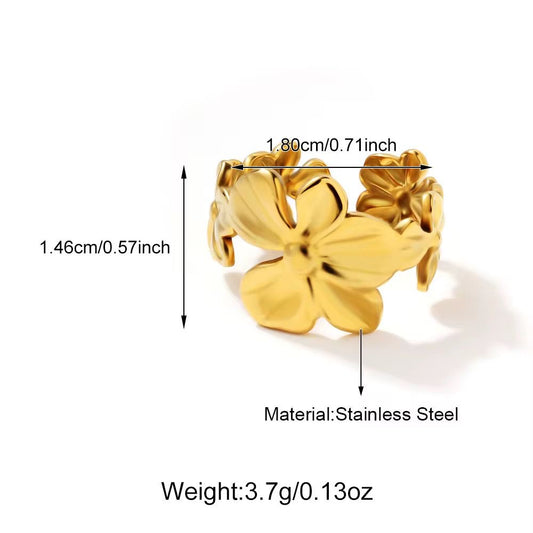 SJ 948 Floral Ring Adjustable - 18k PVD Gold plated stainless steel - Anti tarnish