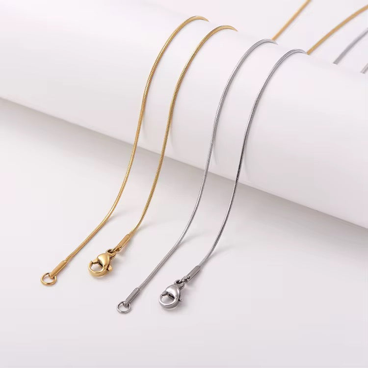 RC 55 Round Snake Ready made chain 18k Gold PVD plated 316 Stainless steel ( 1 pc ) Anti tarnish ( 1.5mm )