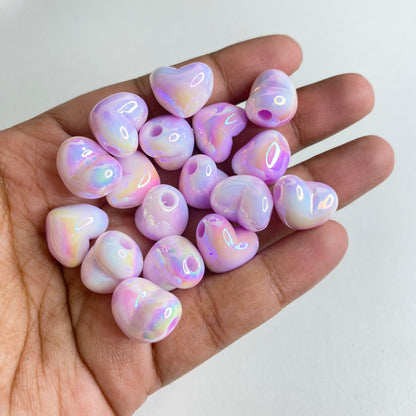 AB82 Heart dual Tone Luminous Shiny  Bead ( 1 pc ) UV Plated Acrylic ( 12 mm )