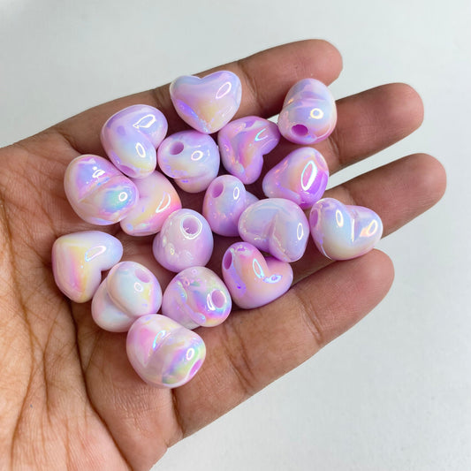 AB82 Heart dual Tone Luminous Shiny  Bead ( 1 pc ) UV Plated Acrylic ( 12 mm )