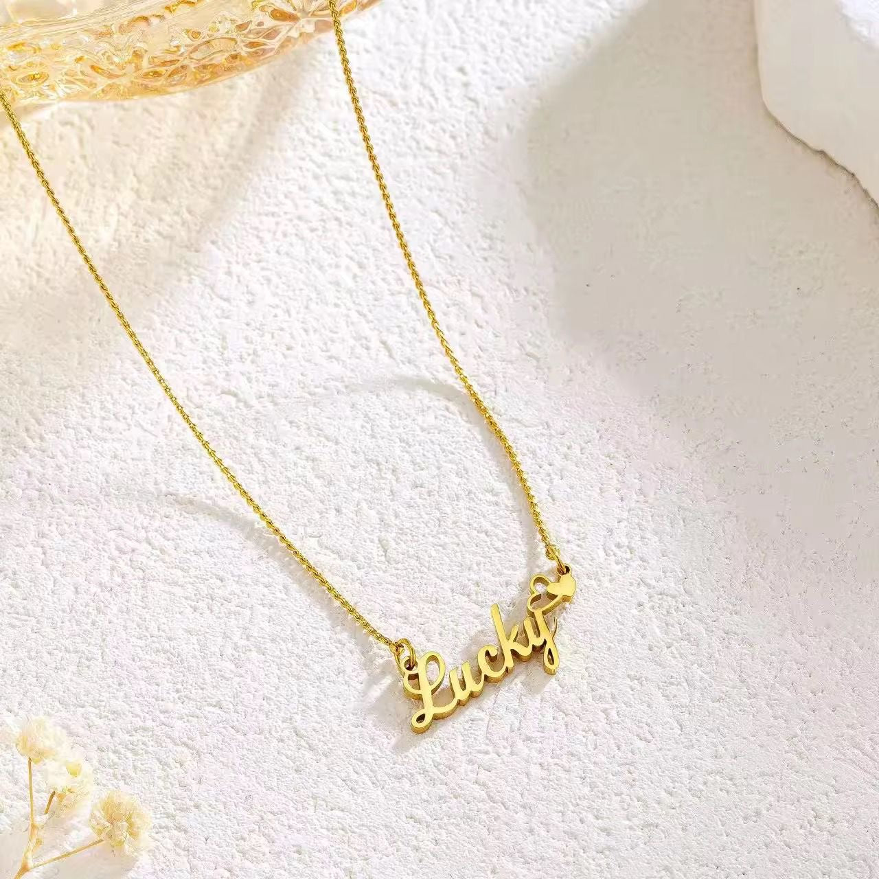 SJ 575 lucky letter necklace - 18k Gold PVD plated stainless steel - Anti tarnish