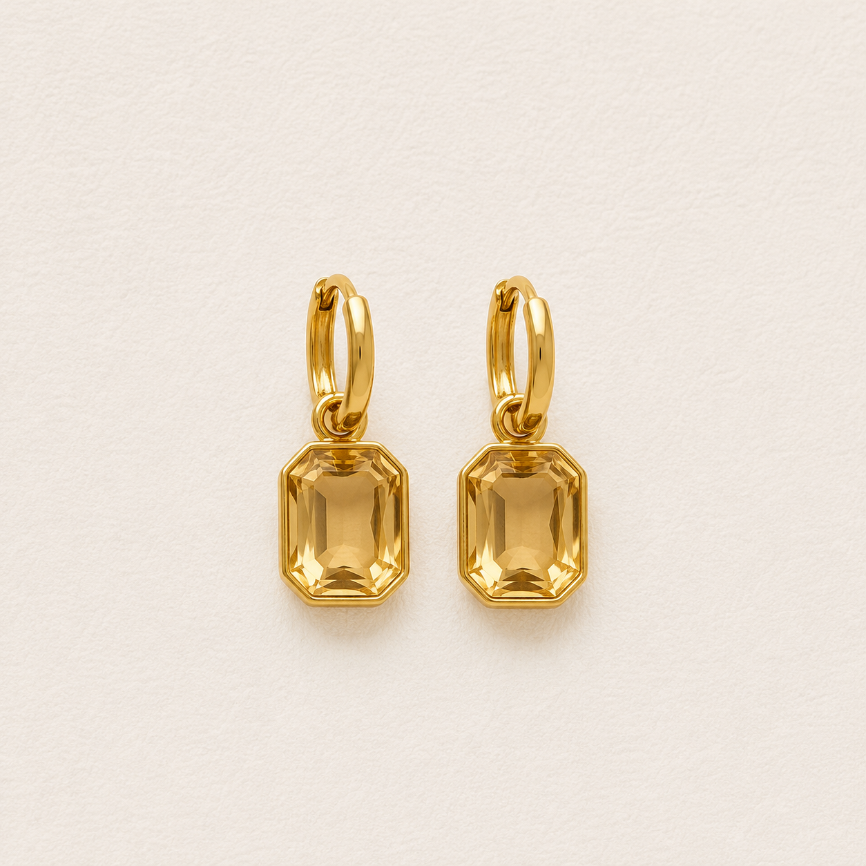 ESJ33C Golden colour Zircon stone earrings - 18k Gold PVD plated