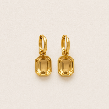 ESJ33C Golden colour Zircon stone earrings - 18k Gold PVD plated