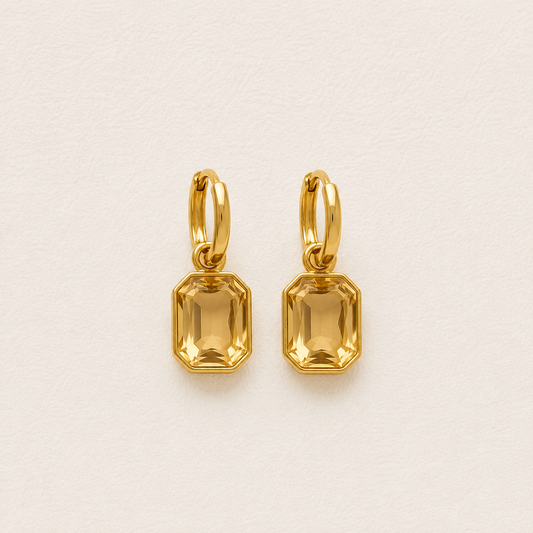 ESJ33C Golden colour Zircon stone earrings - 18k Gold PVD plated