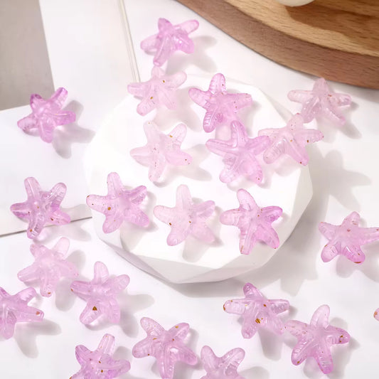 BBB 330 (c) Purple Star Fish Shiny Bead ( 1 pc ) UV Plated Acrylic ( 15 mm )
