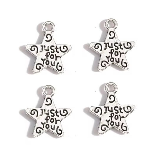 BBB 308 (a) Silver Star Metal charm ( 1 pc ) High quality Alloy ( 14:12 mm )