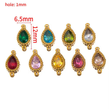SC14G Colourful Teardrop Zircon Connector Charm 18k Gold PVD plated 316 stainless steel ( 1 pc ) Anti tarnish