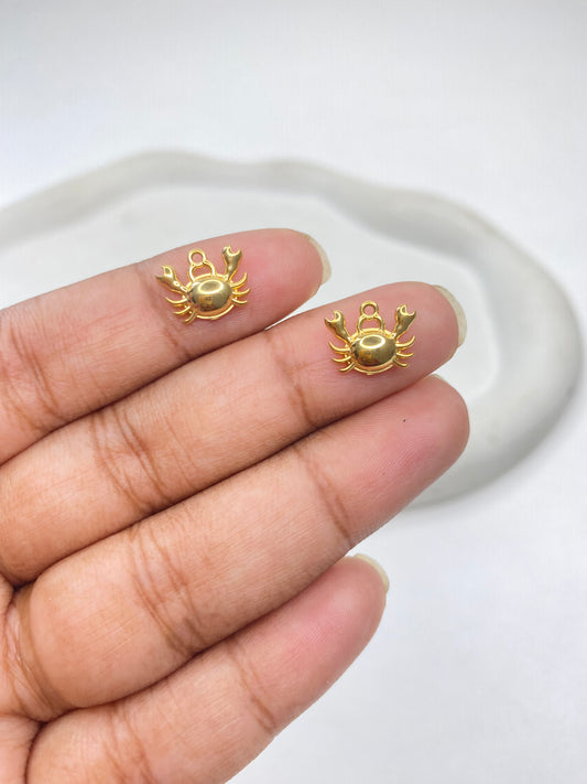 SS 2989 Crab Charm Tiny Sea Creature 18K Gold PVD plated stainless steel ( 1 piece ) Anti tarnish ( 11:9 mm )