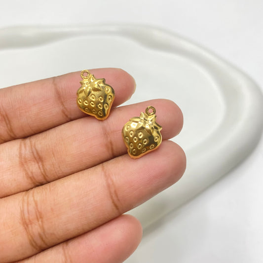 SS 1299 Strawberry charm 18k gold PVD plated stainless steel ( 1 pc ) anti tarnish