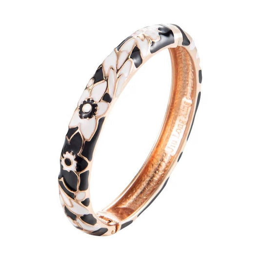 GP 26 Black Small floral Vintage Cuff  - Anti tarnish