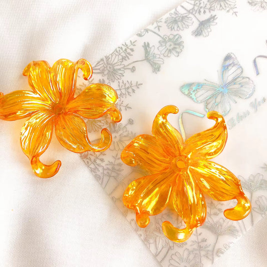 BBB 063 (e) Orange Transparent luminous Big Flower Acrylic bead ( 1 pc )