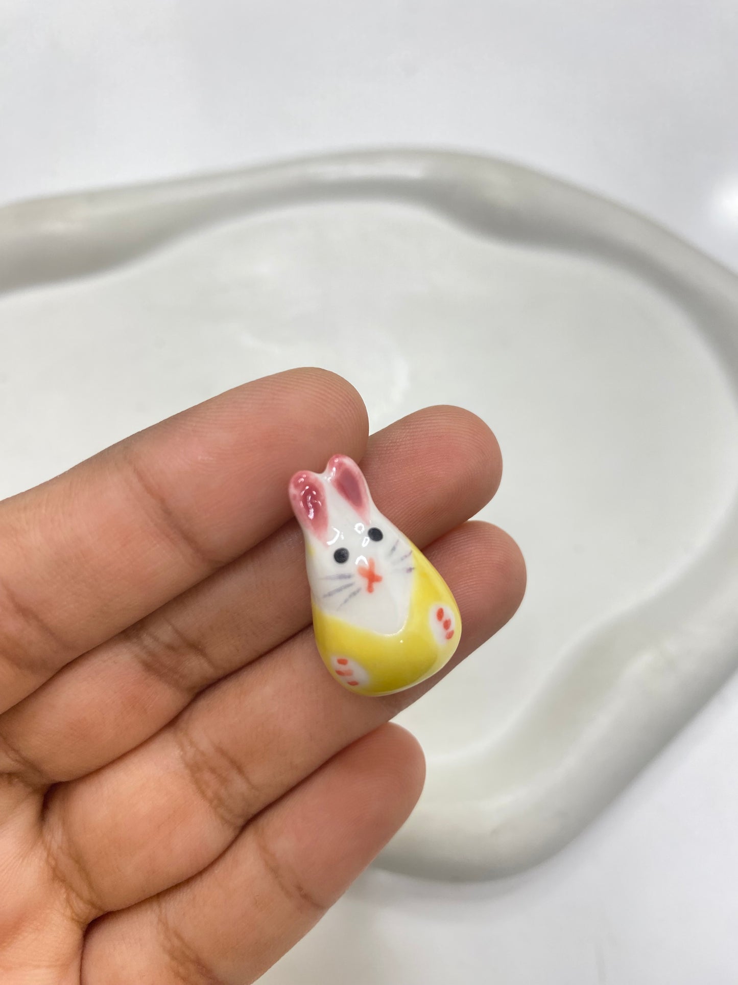 BBB 057 (1) Yellow Cute Rabbit porcelain ceramic bead ( 1 pc )