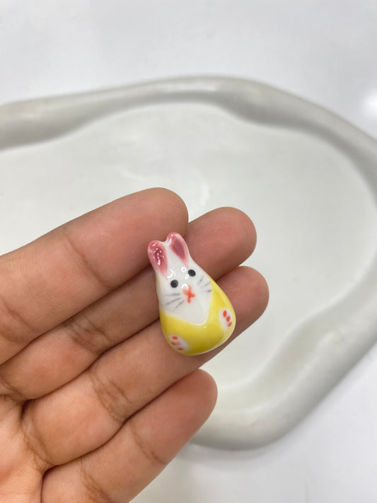 BBB 057 (1) Yellow Cute Rabbit porcelain ceramic bead ( 1 pc )