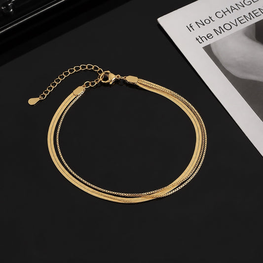 BSJ15B double layer Snake bracelet - 18k gold PVD plated 316 stainless steel - Anti tarnish