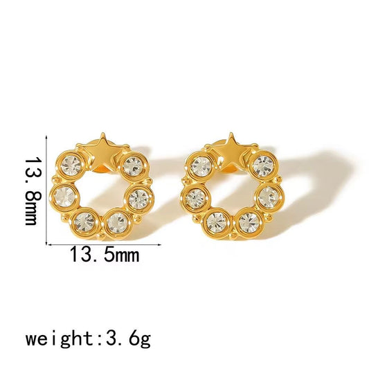 SJ 1133 Zircon studs  - 18k Gold PVD plated stainless steel - Anti tarnish
