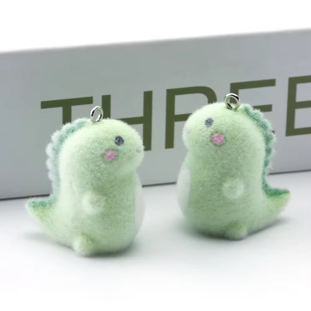 BBB 385 (r) Dinosaur 🦖 Cute Fur 3D Flocking Resin charm ( 1 pc ) ( 30 mm )