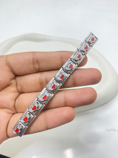 IC 15 Heart with wings italian charm bracelet - stainless steel ( 1 pc ) Anti tarnish