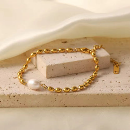 BSJ02F Pearl Chic bracelet - 18k Gold PVD plated 316 stainless steel - Anti tarnish