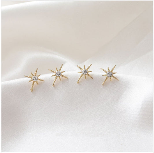 SS 553 Zircon crystal gold plated stud