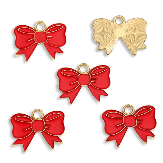 BBB 311 (g) Red Bow enamel charm ( 1 pc ) High quality shine ( 14:18 mm )