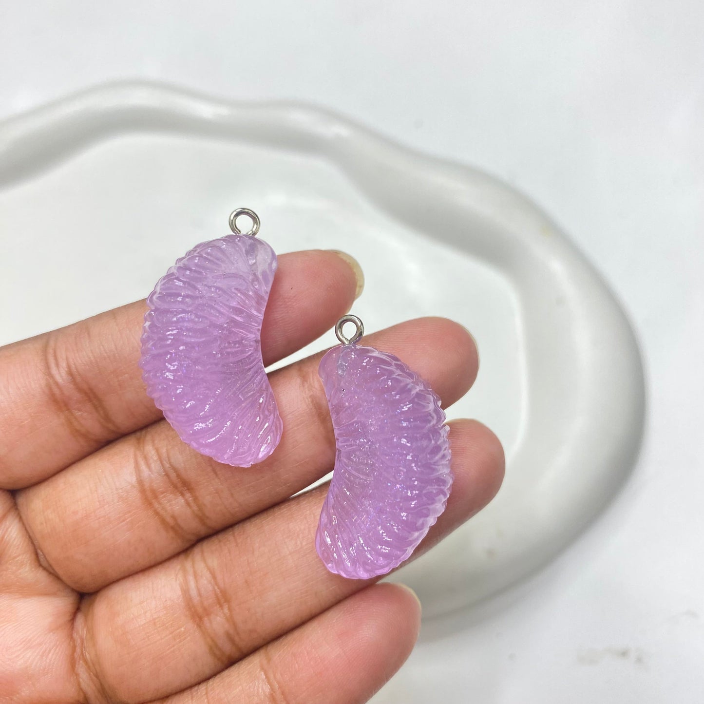 RM12  orange pulp fruit resin charm with hooks- per piece