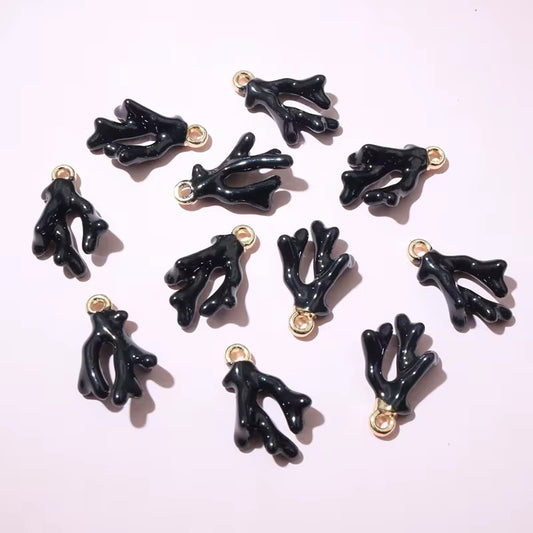 BBB 229 (h) Black Coral Branch 3D enamel charm ( 1 pc ) Tarnish Resistant ( 16:10:5 mm )
