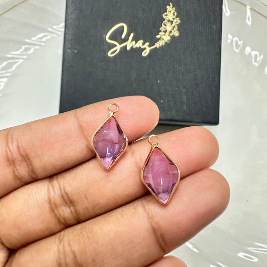 BBB 142 (D ) Light purple Diamond zircon charm ( 1 pc ) Anti tarnish ( 17:9 mm )