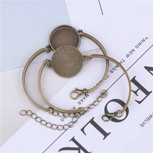 BBB 422 (a) Round Bracelet Bronze cabochon  ( 1 pc ) tarnish resistant