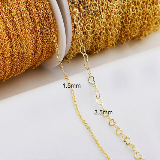 14k gold plated heart chain - Anti tarnish