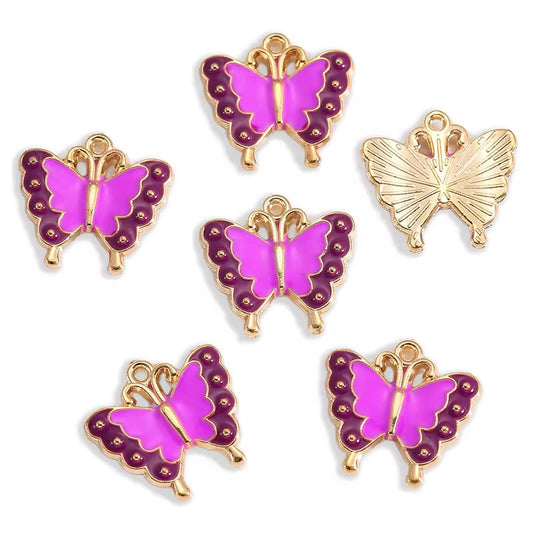 BBB 307 (a) Purple Butterfly enamel charm ( 1 pc ) High quality shine ( 17:18 mm )