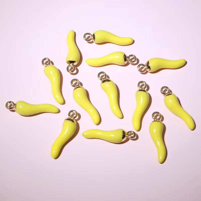 BBB 205 (c) Yellow Chilli pepper enamel charm ( 1 pc ) Tarnish Resistant ( 19:5.5 mm )