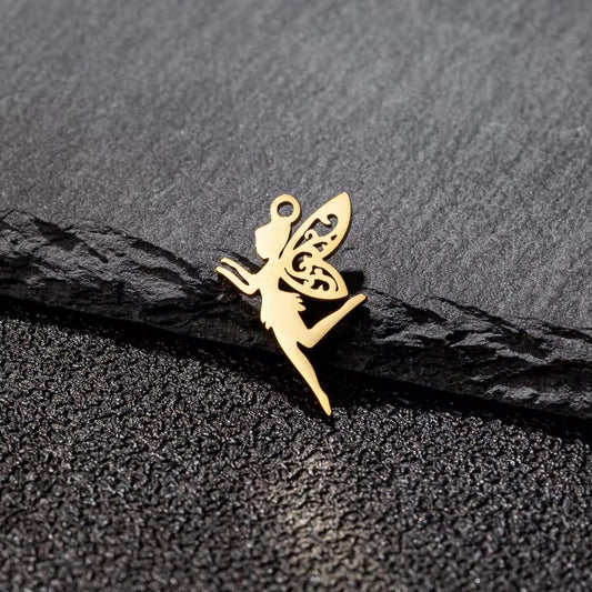 BBB 400 (L) Fairy Dainty Charm 18k gold PVD 316 Stainless steel ( 1 pc ) Anti tarnish ( 20*12mm )