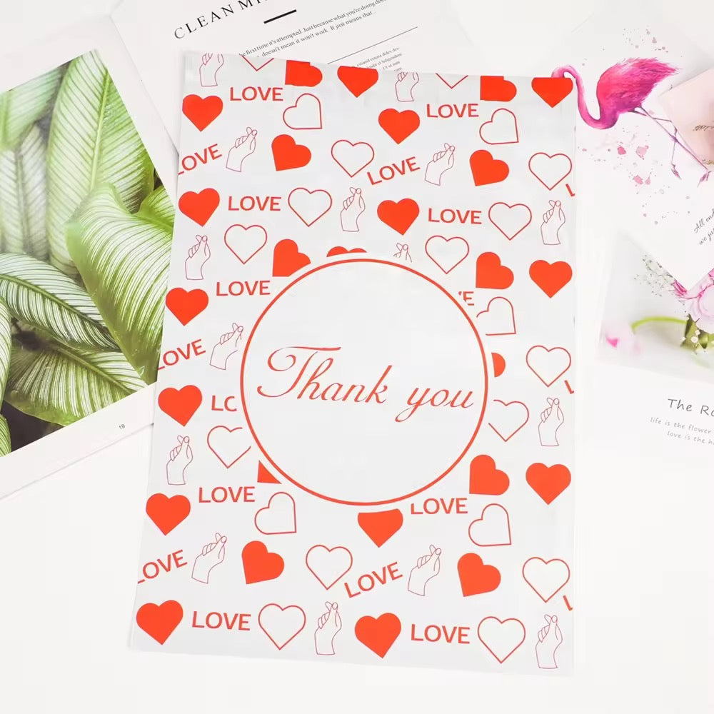 Love Heart Poly Mailer Bag -  Waterproof & Double Sided - Designer Premium Packaging ( 10:13 inch )