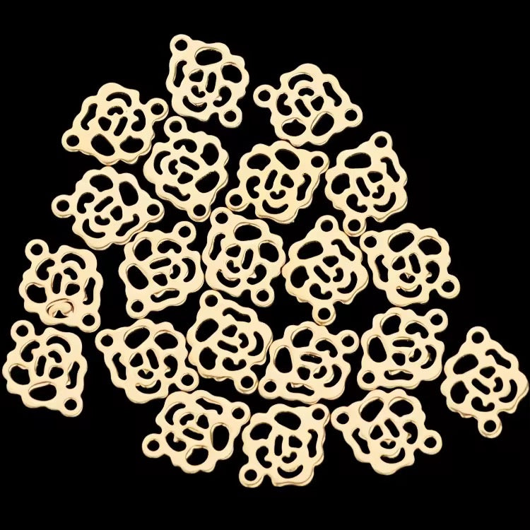 SS 1252 Rose Connector charm 18k Gold PVD plated 316 stainless steel ( 1 piece ) Anti tarnish ( 14:10.5 mm )