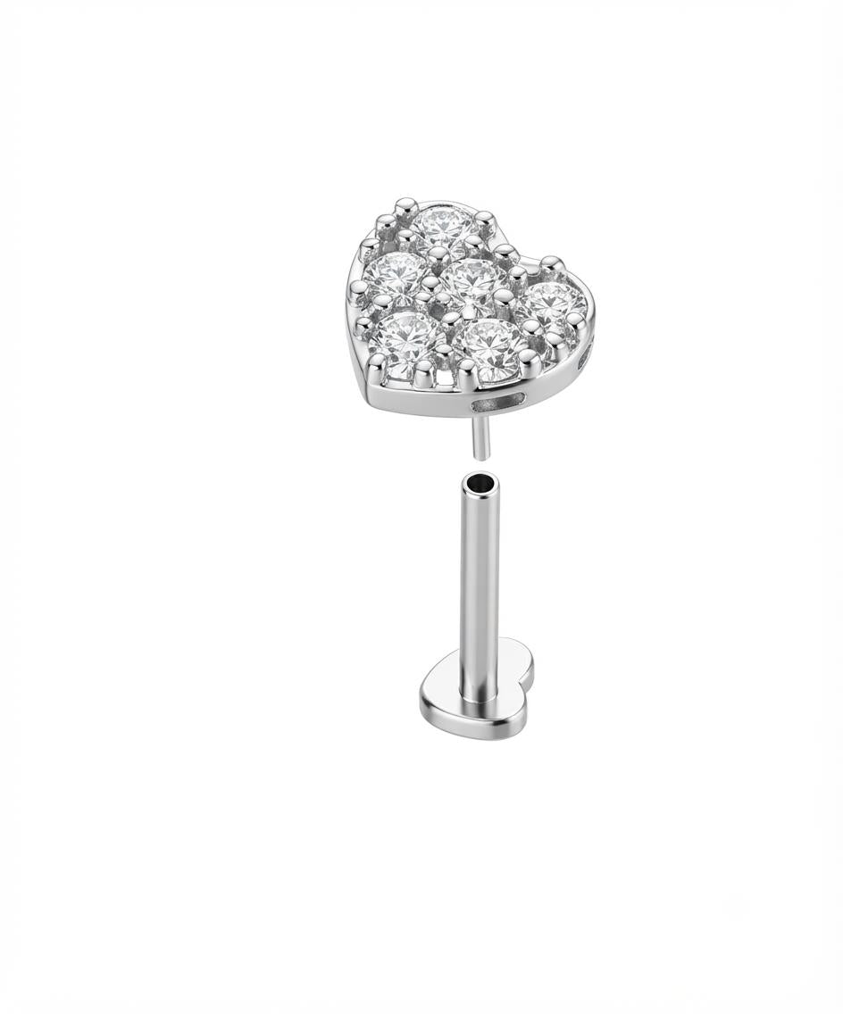 MSJ04W Zircon Cartilage 2nd piercing stud ( 1 pc )- Steel PVD