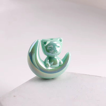 BBB 265 (g) Light Green Cat Moon Luminous Shiny Big Bead ( 1 pc ) UV Plated Acrylic ( 28 mm )