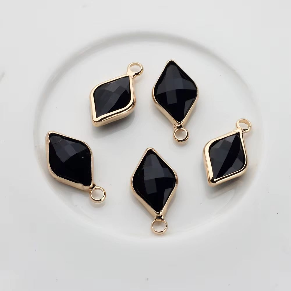 BBB 142 (L) Black Diamond zircon charm ( 1 pc ) Anti tarnish ( 17:9 mm )