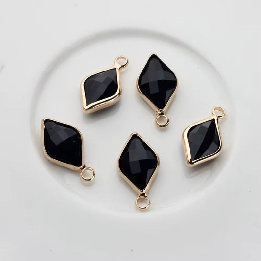 BBB 142 (L) Black Diamond zircon charm ( 1 pc ) Anti tarnish ( 17:9 mm )