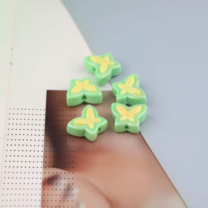 BBB 252 (c) Light Green Butterfly Double colour Luminous Shiny Bead ( 1 pc ) UV Plated Acrylic ( 17 mm )