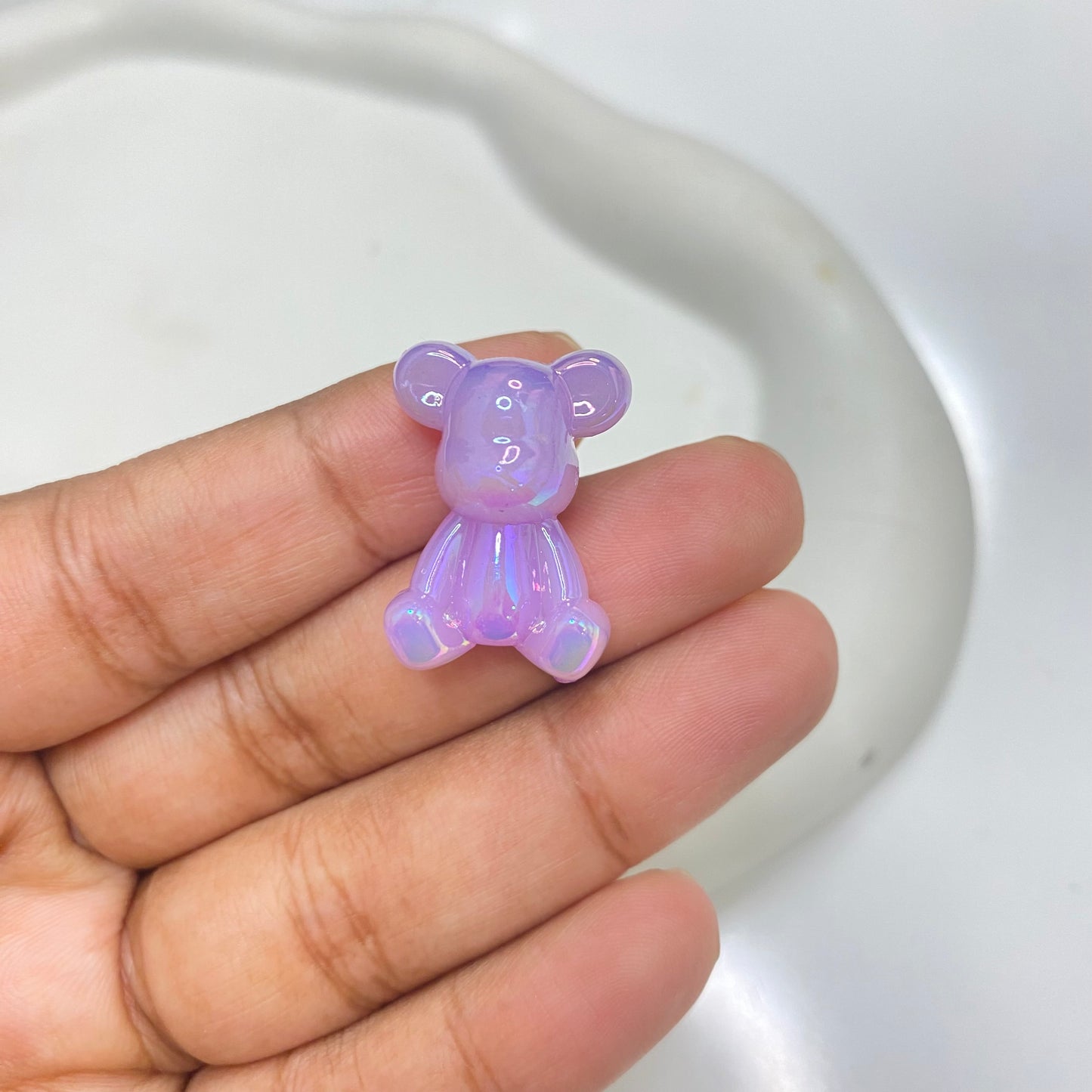 BBB 134 (F) Luminous Bear uv plated shiny irrediscent Acrylic bead ( 1 pc )